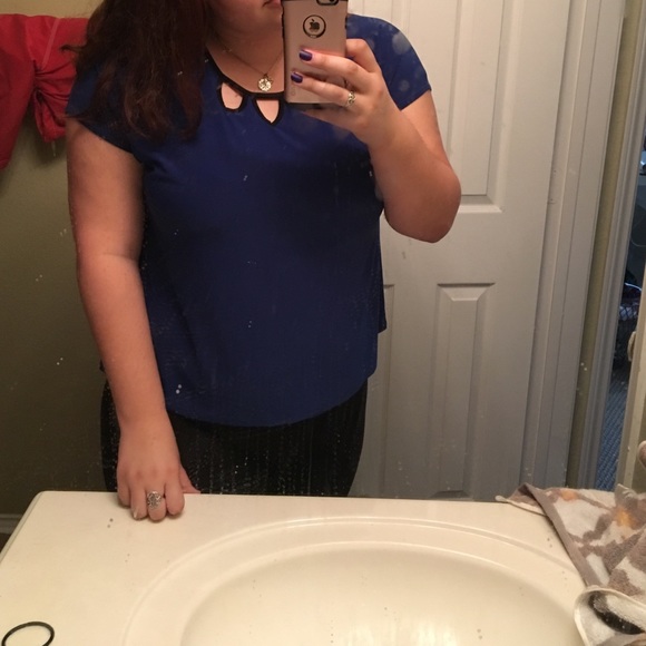 bold bright blue blouse