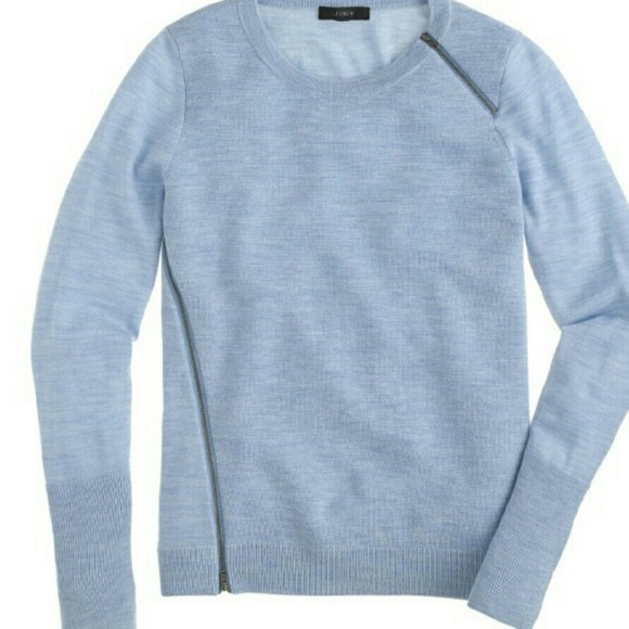 JCREW Merino wool asymmetrical zip sweater XS BLUE - Picture 2 of 4