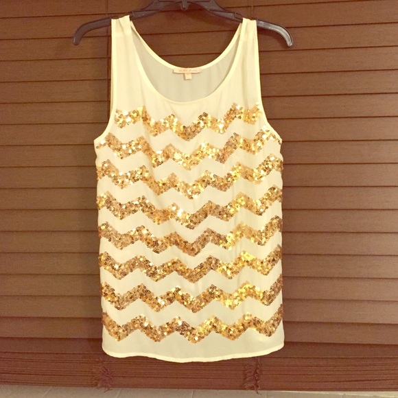Under skies Tops - Gold chevron tank