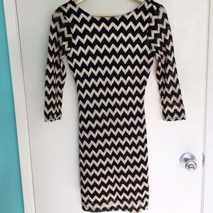 FOREVER 21 Scoop Back Gold and Black Mini Dress