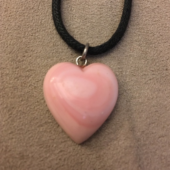 🎈SALE🎈Pink heart necklace with black cord - Picture 3 of 3