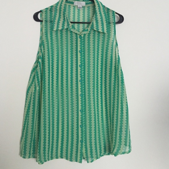Green button down top