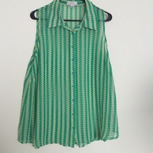Green button down top