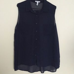 Dark blue button down shirt