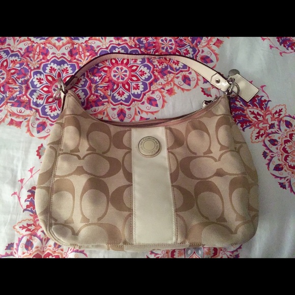 Cream Coach bag