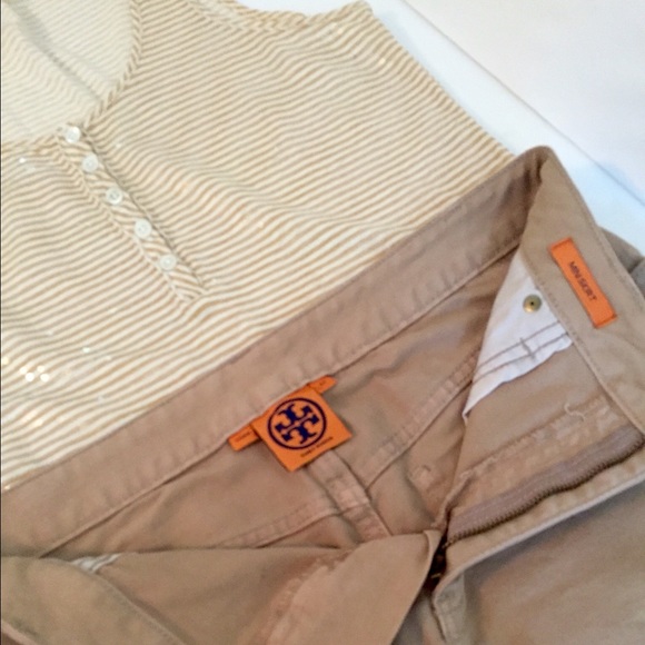 TORY BURCH Khaki Denim Mini Skirt, Size 27 - Picture 6 of 6