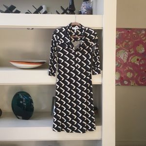 DVF Vintage Black & White Patterned Dress