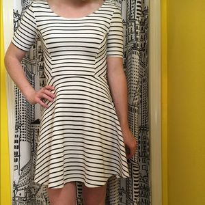 white striped skater dress