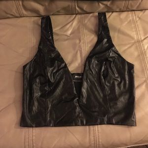 Nasty Gal, black leather crop