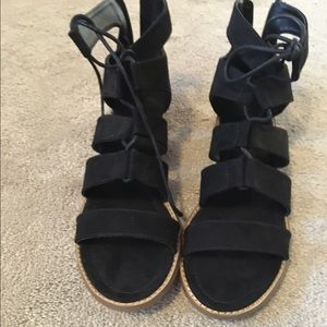 Black lace up sandals