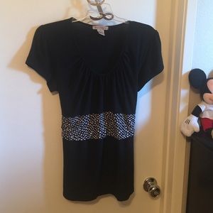 Black blouse with tie waist