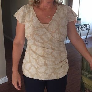 Sparkly beige and cream Express top