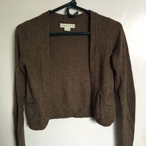 Brown cute cropped cardigan