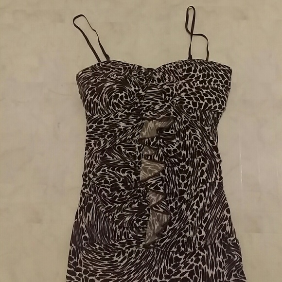 Brown and cream ruffled tank top