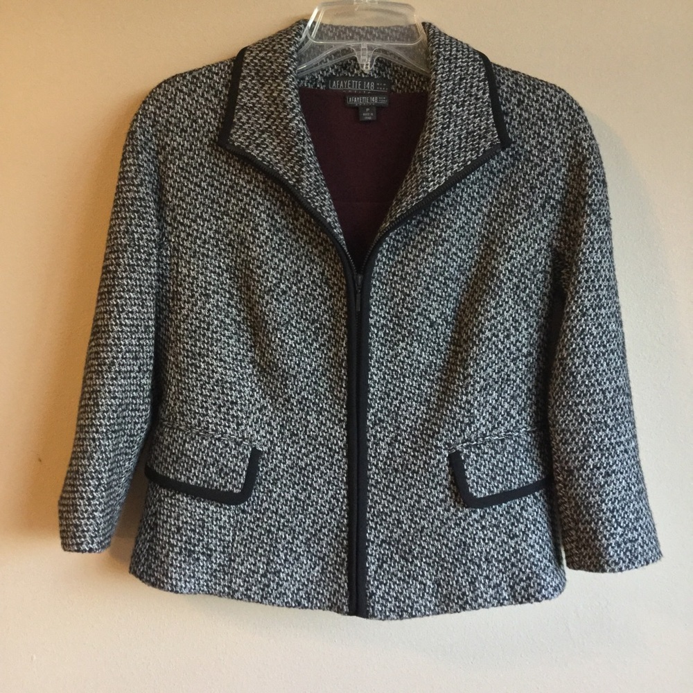 4P Lafayette New York Jacket Gray Wool Tweed