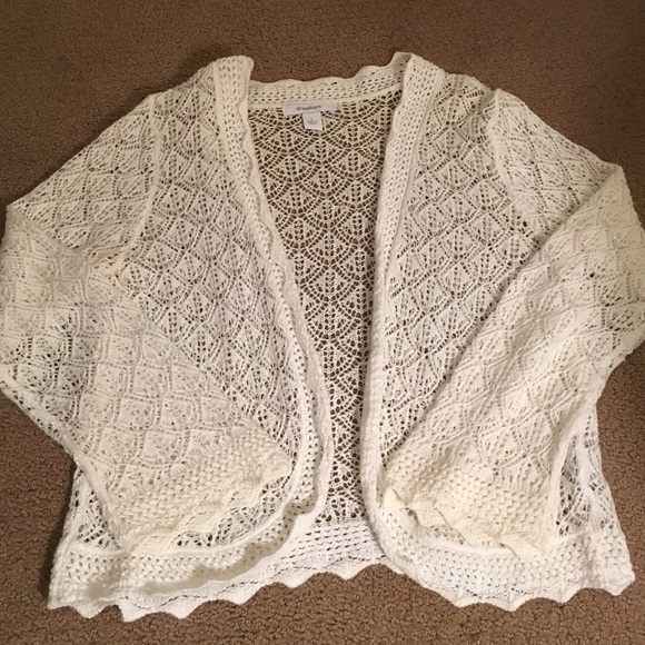 Crocheted, white shawl cover-up