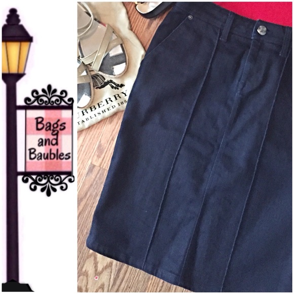 BURBERRY Dark Denim Pencil Skirt, Size 4