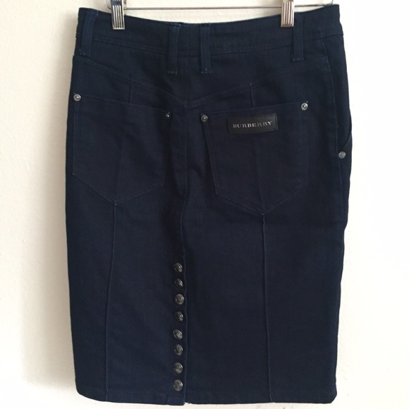 BURBERRY Dark Denim Pencil Skirt, Size