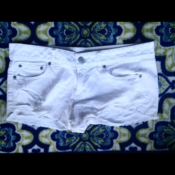 White denim cutoff shorts
