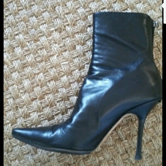 Jimmy Choo black spike heel zippered boots