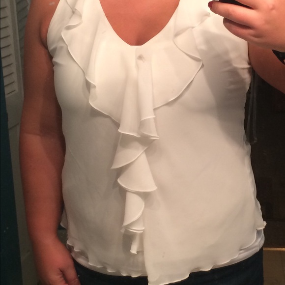 Lace back ruffle tank