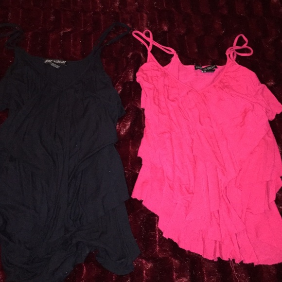 Black&pink layered spaghetti straps