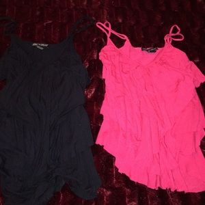 Black&pink layered spaghetti straps