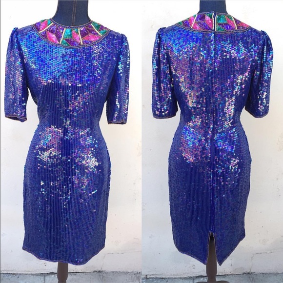 Vintage Sequin Dress with Matching Jacket S/M