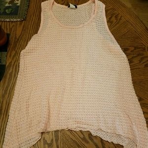Peach knit shark bite tank