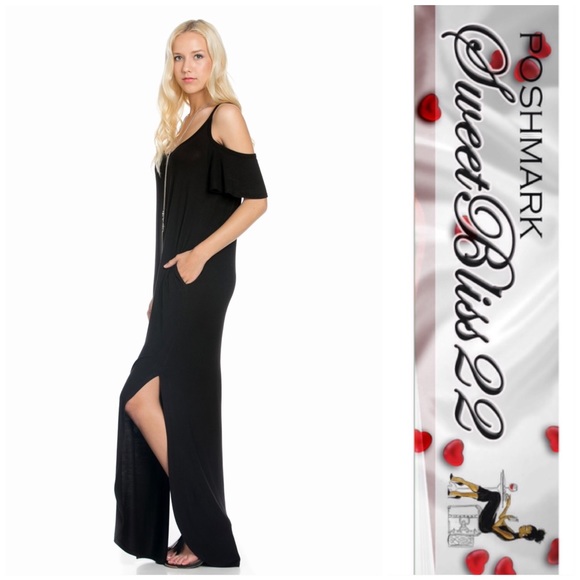 💖️Black Cold Shoulder Maxi💖 - Picture 3 of 3