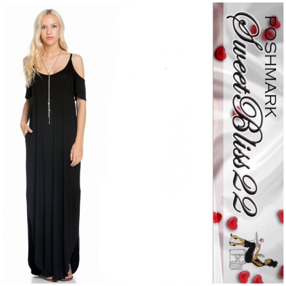 💖️Black Cold Shoulder Maxi💖 - Picture 2 of 3