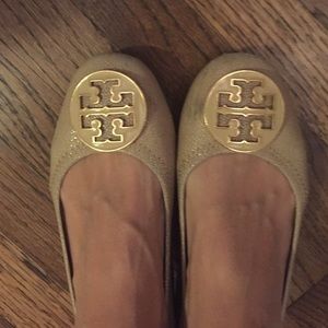 Tory Burch gold flats
