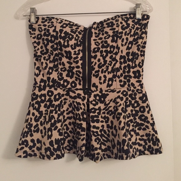 Backless Leopard Zipper Tube Top