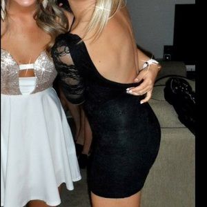 Open back little black lace dress small