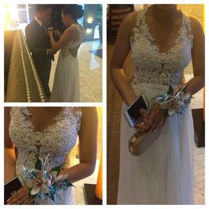 Madison James 16-327 White prom dress dress