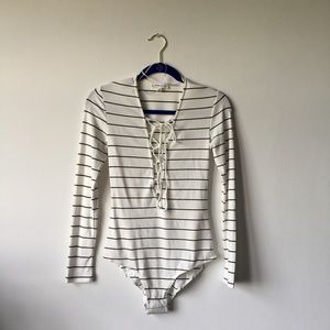 Black and White Striped Bodysuit