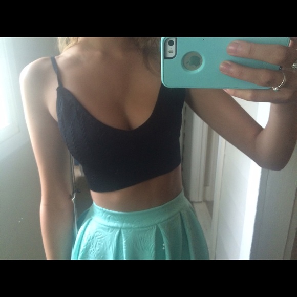 For Love and Lemons KNITZ Black Cablenet Bralette