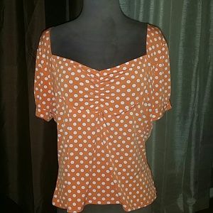 Orange polka-dot top