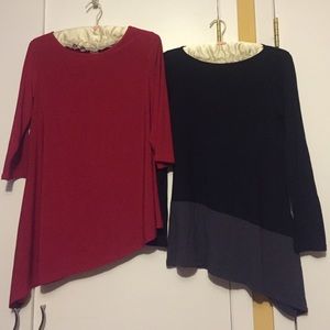 Set of 2 tops with asymmetrical hem.