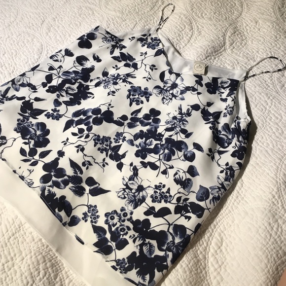 Paper Crane Tops - Paper Crane blue and white tank. Size S