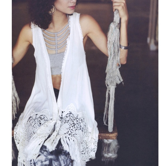 🚨1 HR SALE🚨LILY boho fringe drape vest - IVORY - Picture 2 of 4
