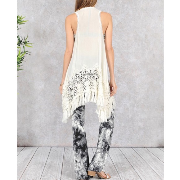 🚨1 HR SALE🚨LILY boho fringe drape vest - IVORY - Picture 4 of 4