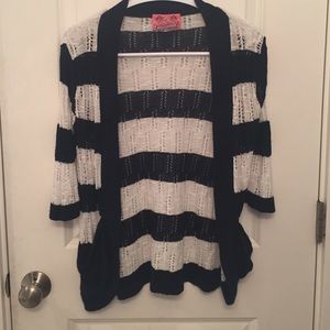 Navy & White Striped Cardigan