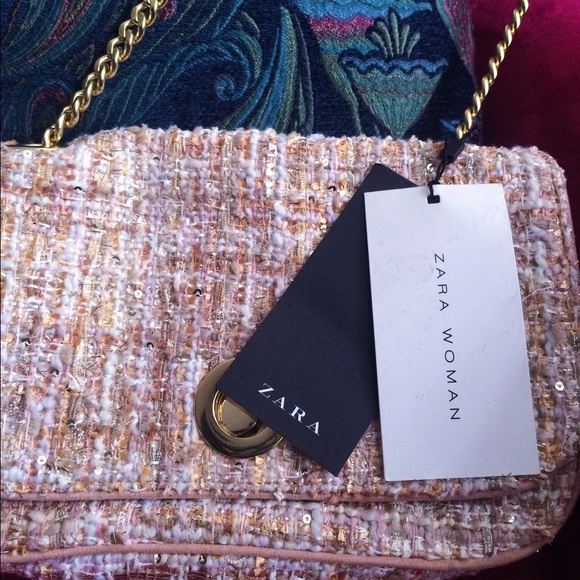 ✨SOLD✨ ZARA Chain Tweed Crossbody Bag ✨✨✨ - Picture 1 of 4