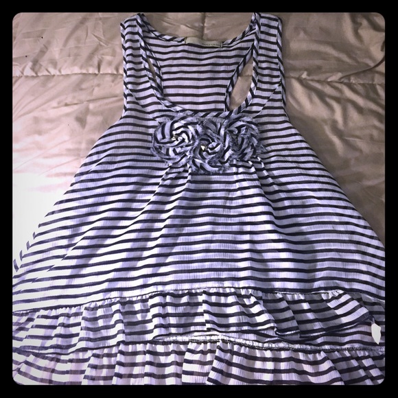 Paper Crane- navy and white striped crop top