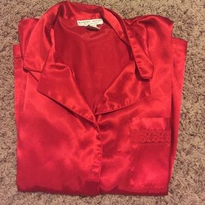 Red silk pajamas