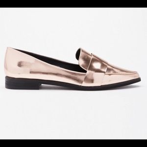 Metallic Gold Pointed Loafers
