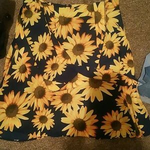 Sunflower print skater skirt with suspenders