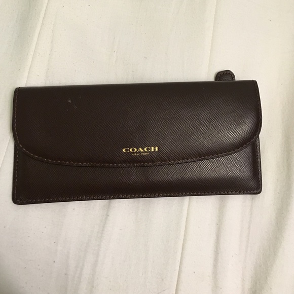 Brown leather coach wallet