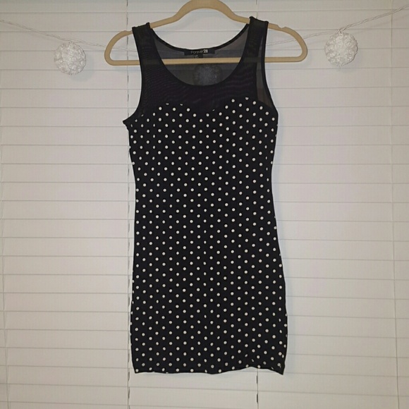 Polka dot sweetheart mesh top dress